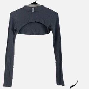 ALO Yoga Blue Long Sleeve Cut Out Crop Top